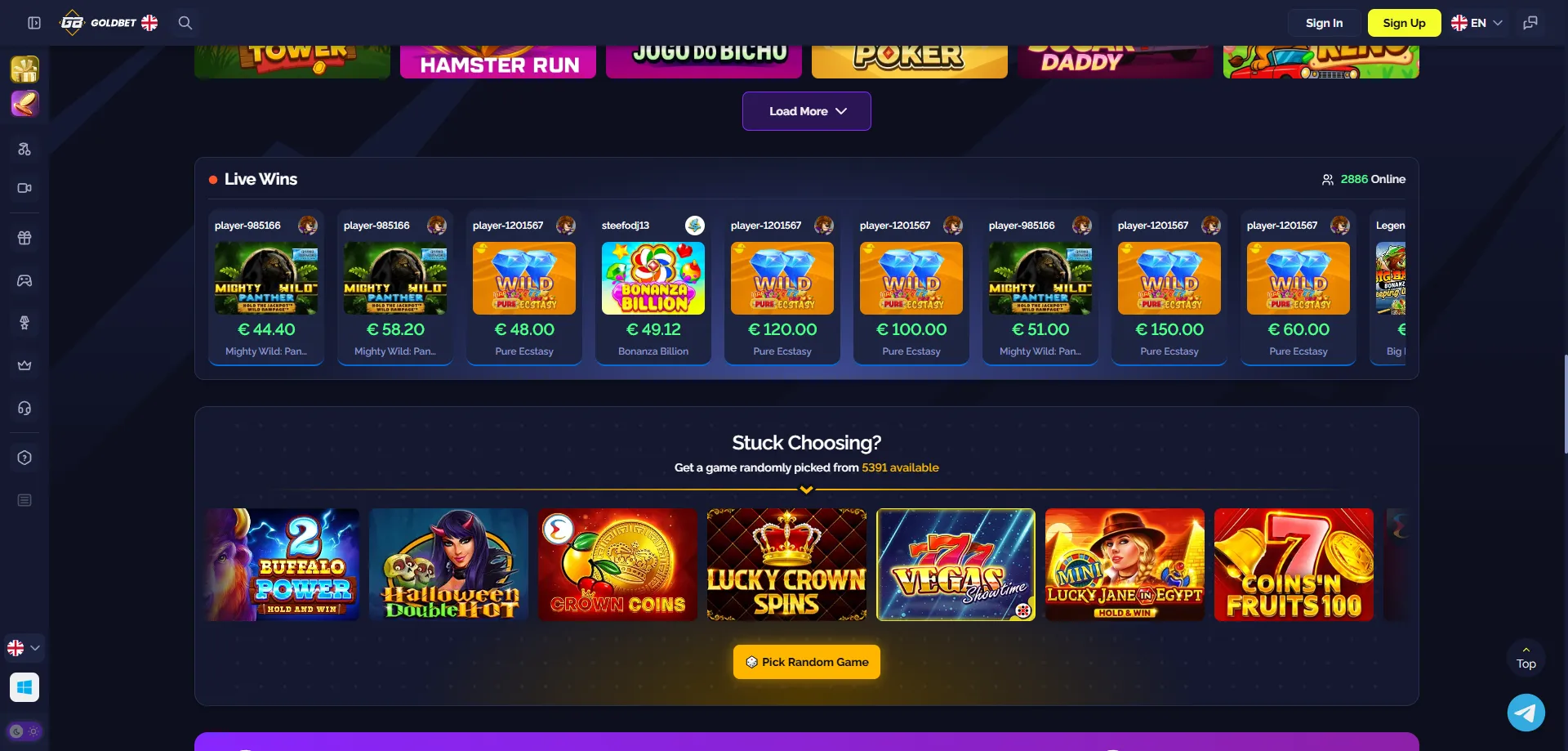 Goldbet Casino slot machines and casino games library 2026