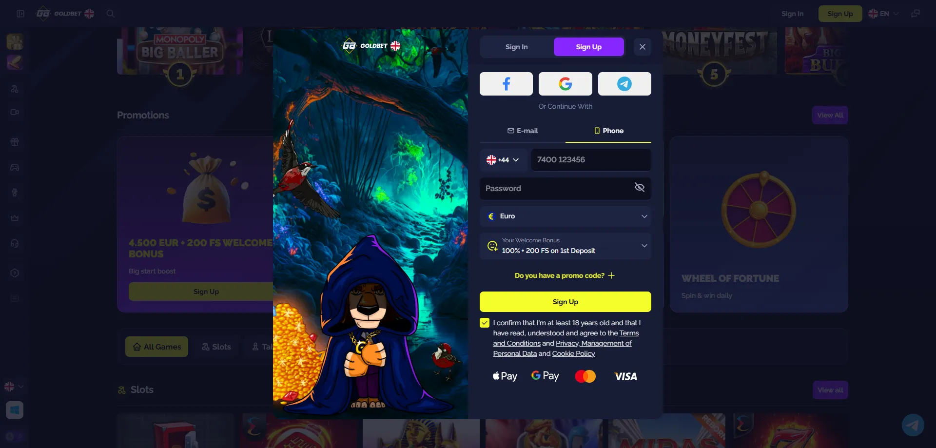 Goldbet Casino registration steps — create account in Pakistan