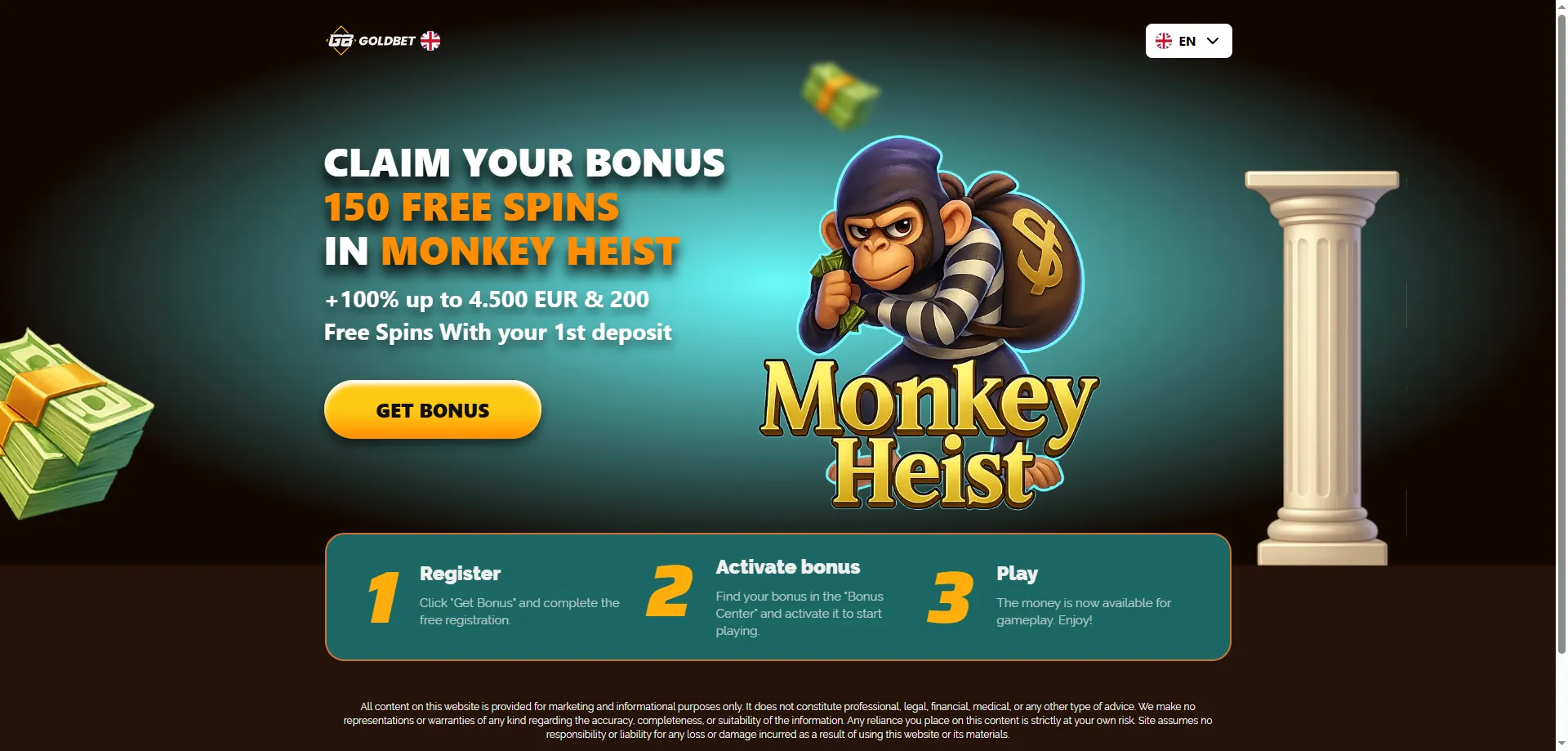 Goldbet Casino 100% welcome bonus and 200 free spins offer Pakistan